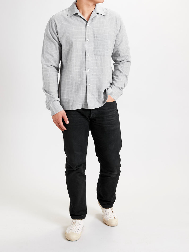 Handloom Loop Collar Shirt in Graphite Crosshatch