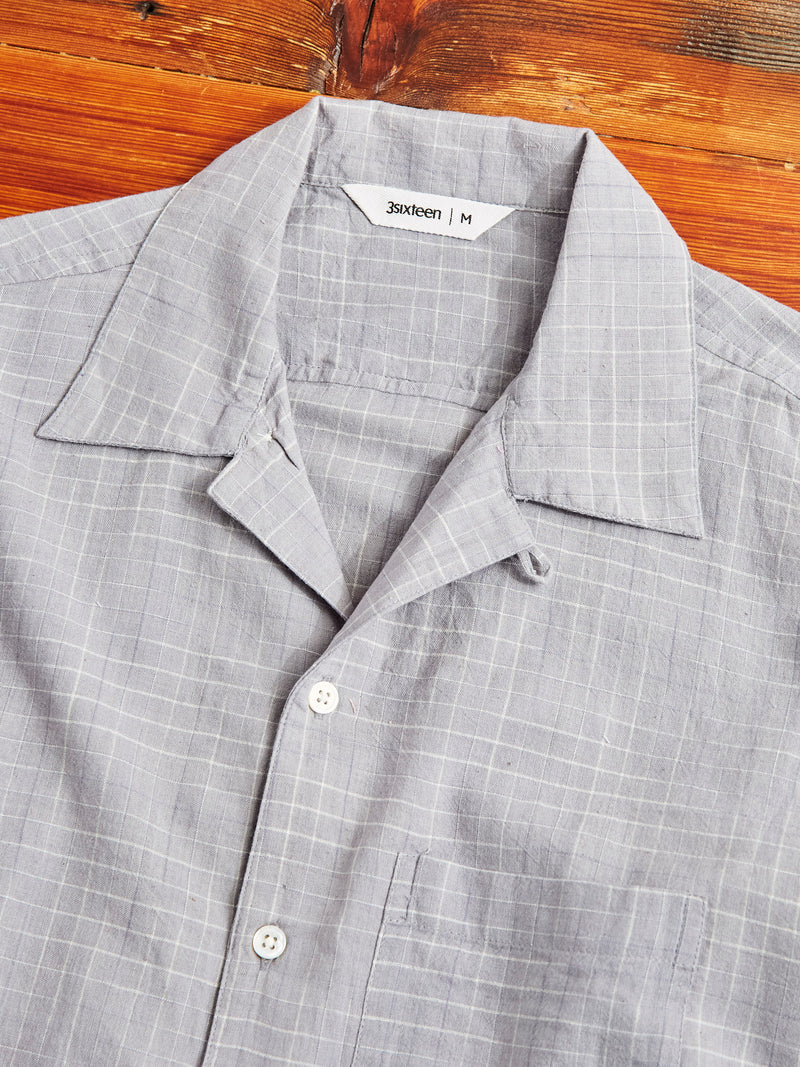Handloom Loop Collar Shirt in Graphite Crosshatch