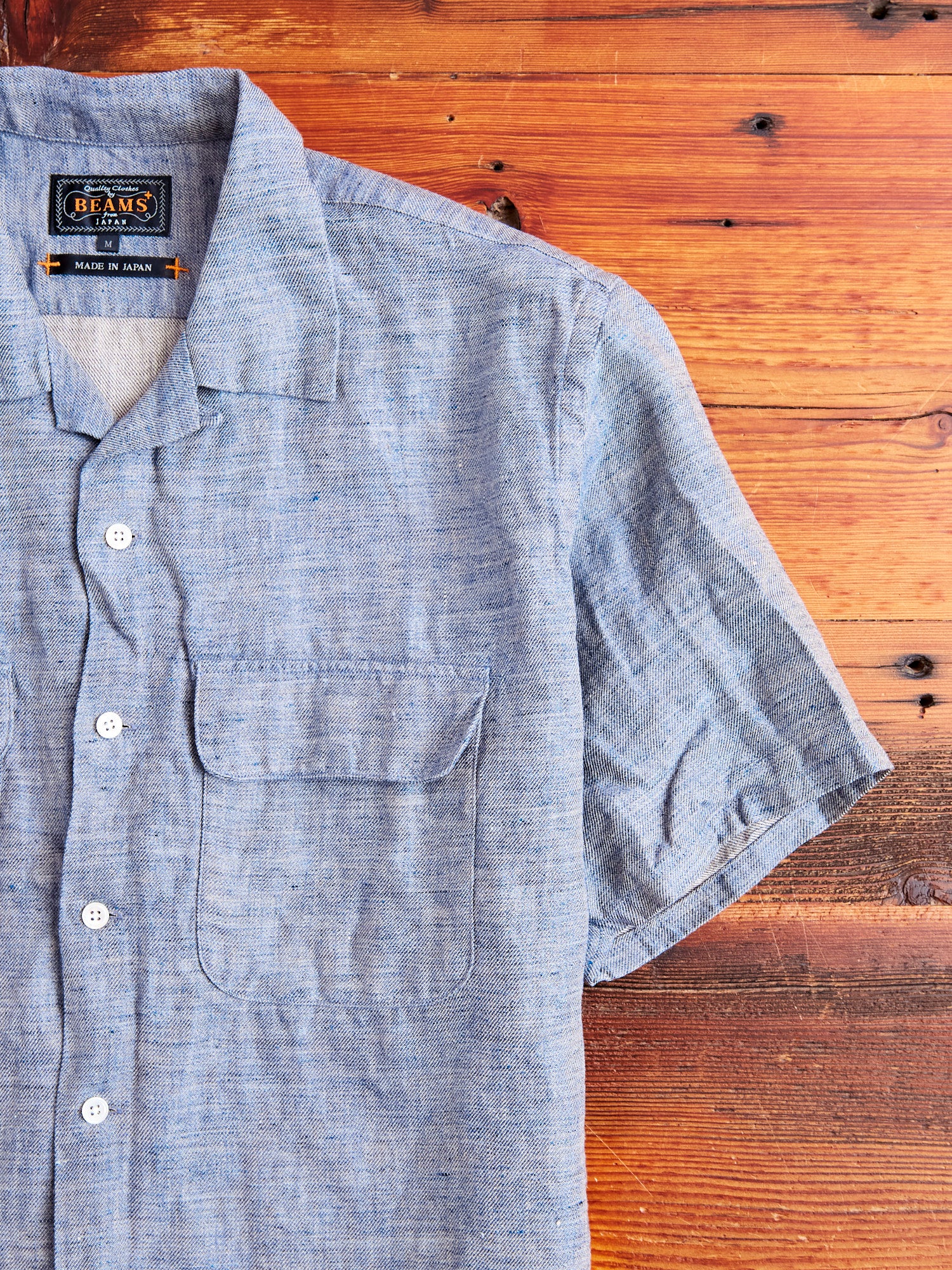 Linen Chambray Open Collar Shirt in Navy – Blue Owl Workshop
