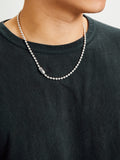 Triple Cutout Poplock Ball Chain Necklace in Sterling Silver