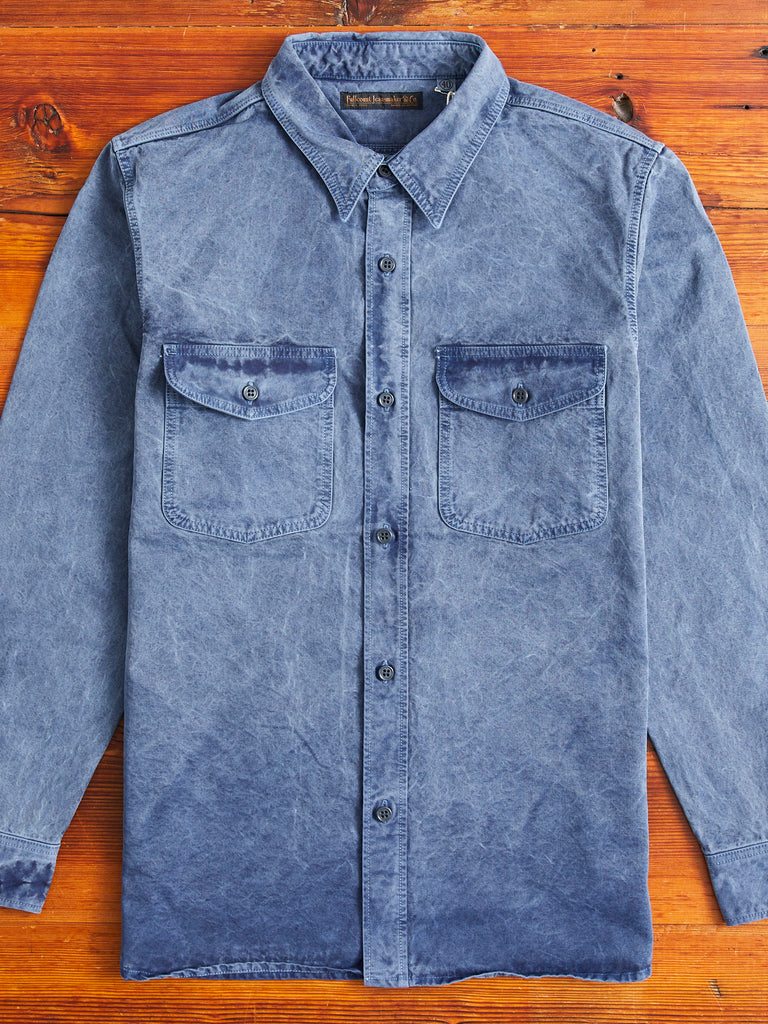 Old Japanese Twill Work Shirt in Smoke Blue
