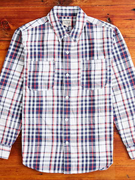 730WS Heavy Washed Flannel Shirt in White Check