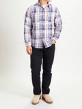 730WS Heavy Washed Flannel Shirt in White Check