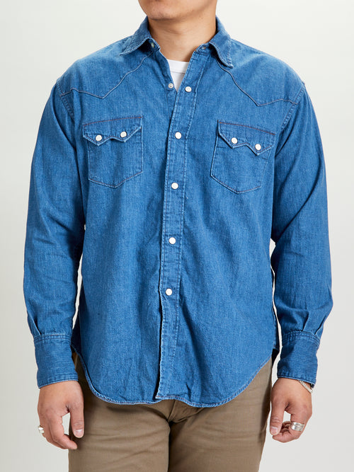 Vintage Fit Western Shirt in Used Denim