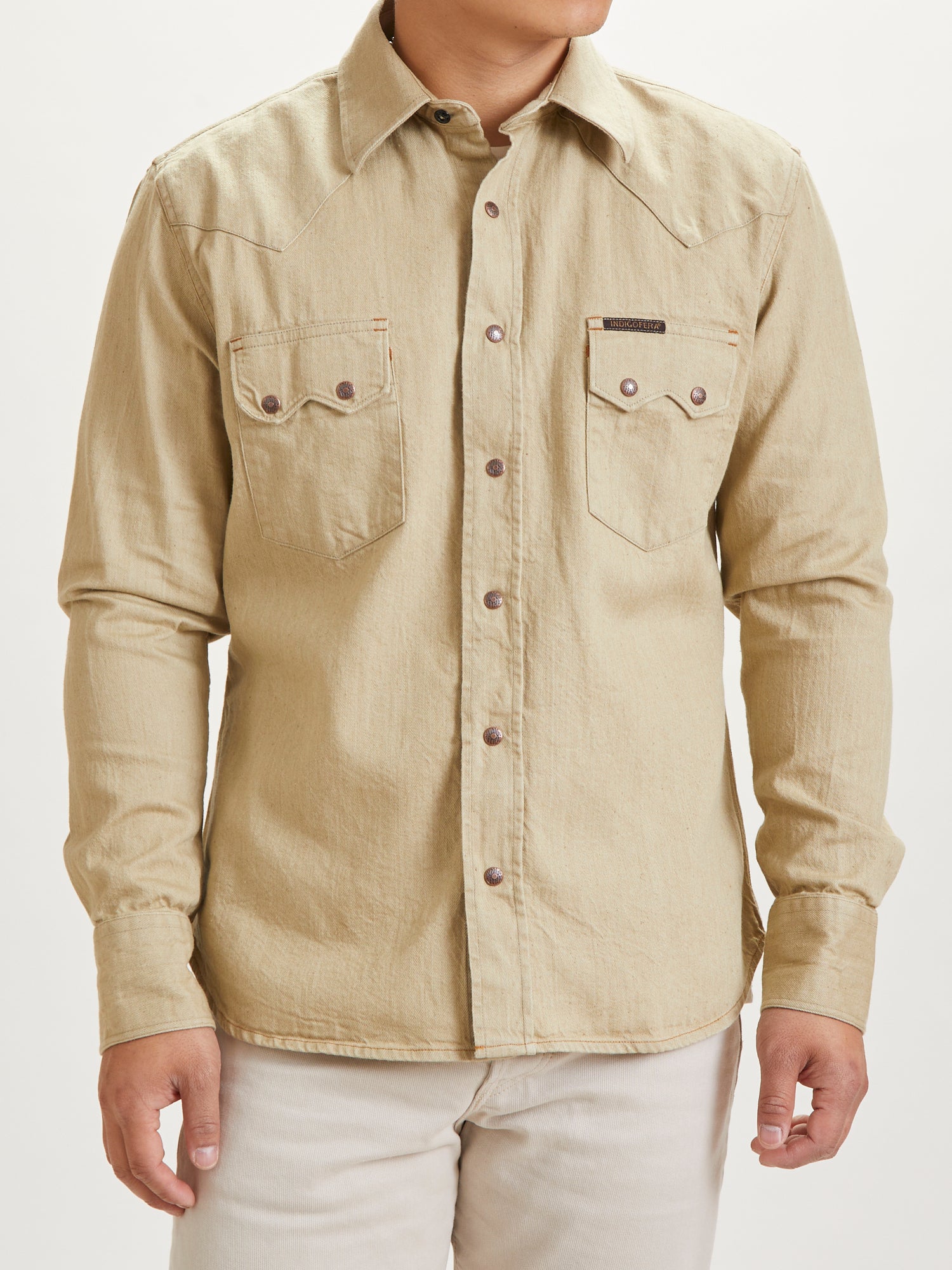 Ryman 7.5oz Denim Shirt in Carson Beige – Blue Owl Workshop