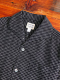 Linen Italian Collar Shirt in Black Check