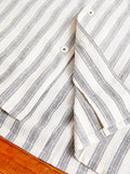 Linen Italian Collar Shirt in White Stripe