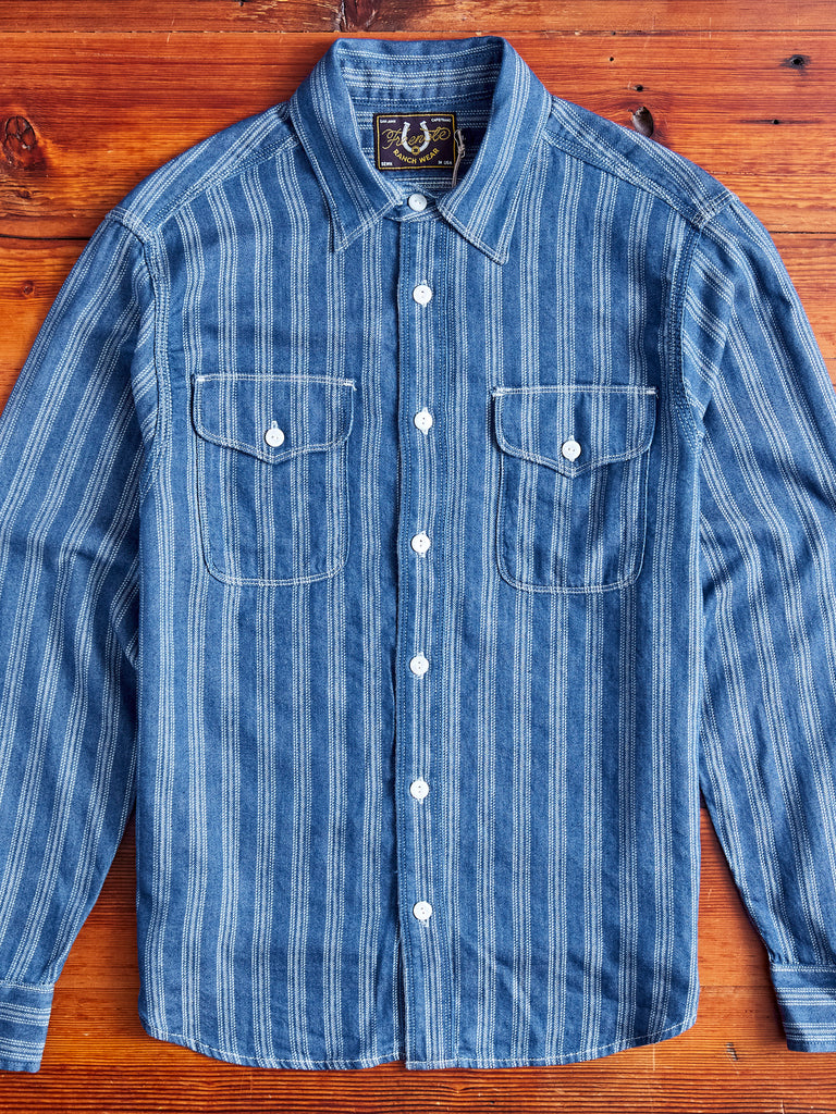 Wells Western Stripe Shirt in Indigo – Blue Owl Workshop