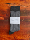 Wool Herringbone Crew Sock in Charcoal