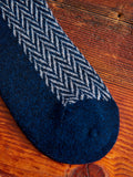Wool Herringbone Crew Sock in Indigo