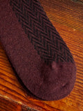 Wool Herringbone Crew Sock in Wine
