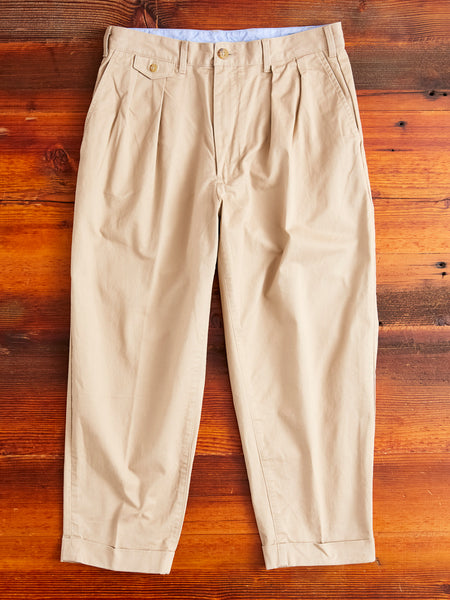2-Pleat Twill Trousers in Khaki