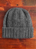 Cashmere Rib Watch Cap in Charcoal Grey