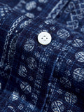 Discharge Print Button-Down Shirt in Indigo
