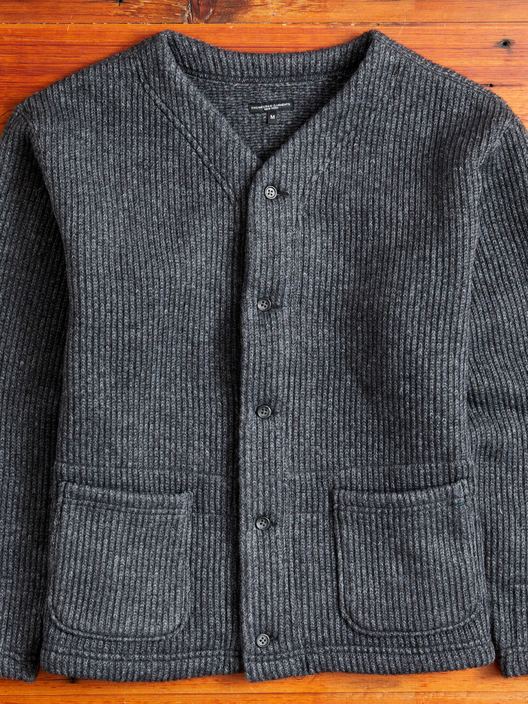 Knit Cardigan in Grey Wool Poly Knit