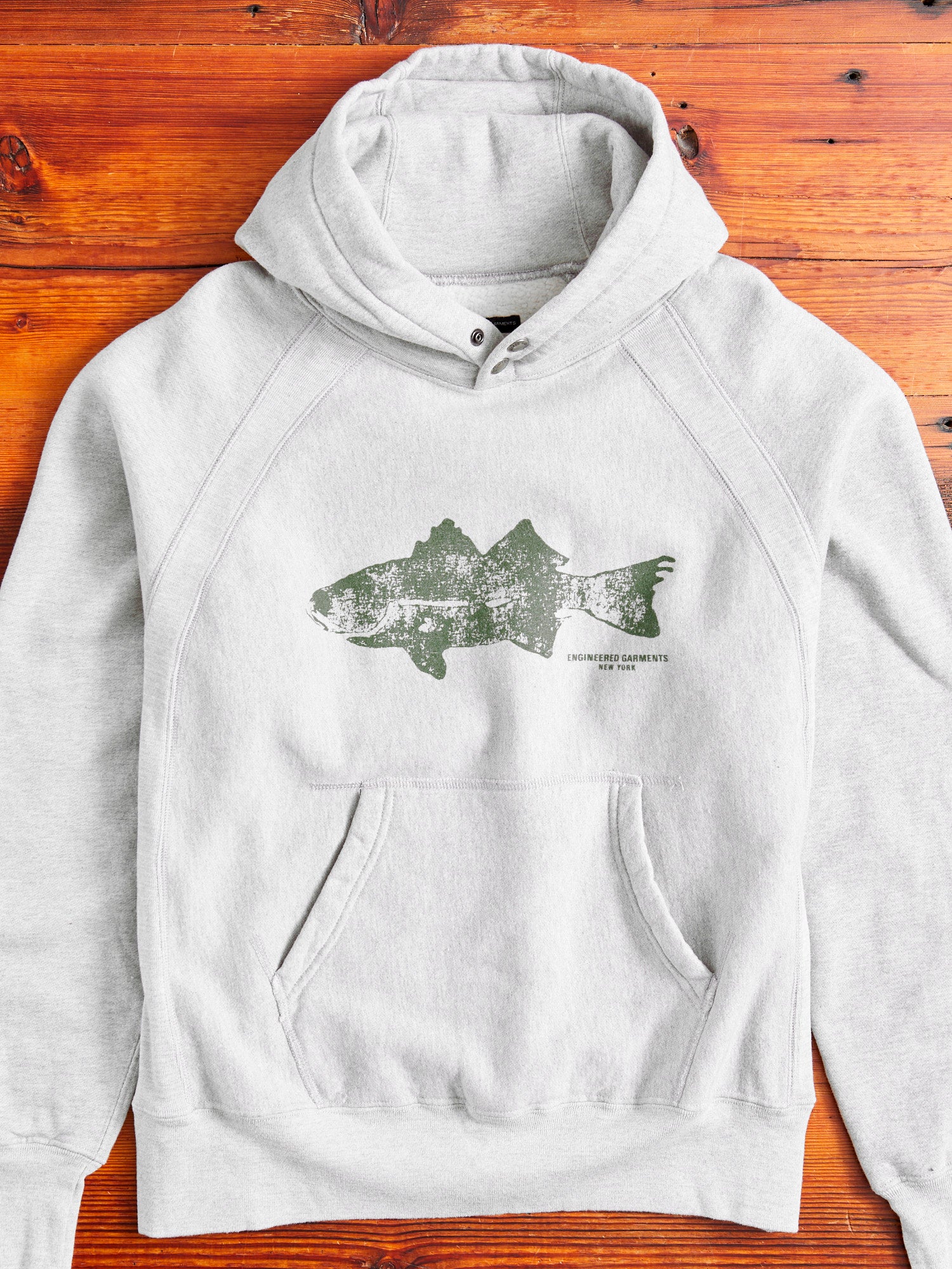 Raglan Hoodie in Heather Grey Fish Print – Blue Owl Workshop