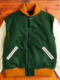 Varsity Jacket in Olive Wool Melton