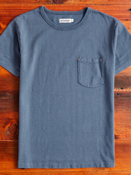 13oz Pocket T-Shirt in Faded Blue