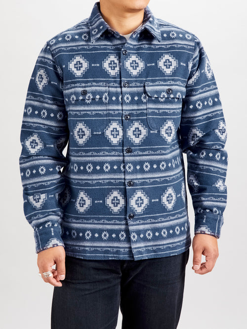 Benson Flannel Work Shirt in Blue Southwest