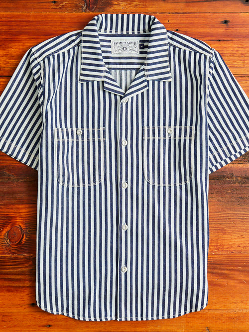 Dayton Short Sleeve Work Shirt in Indigo Stripe