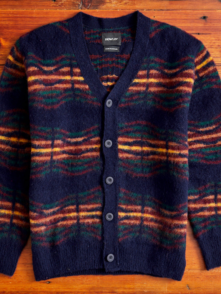 "Out Of This World" Wool Knit Cardigan in Navy
