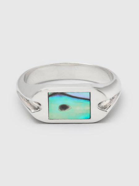Danny Signet Ring in Silver/Abalone Shell