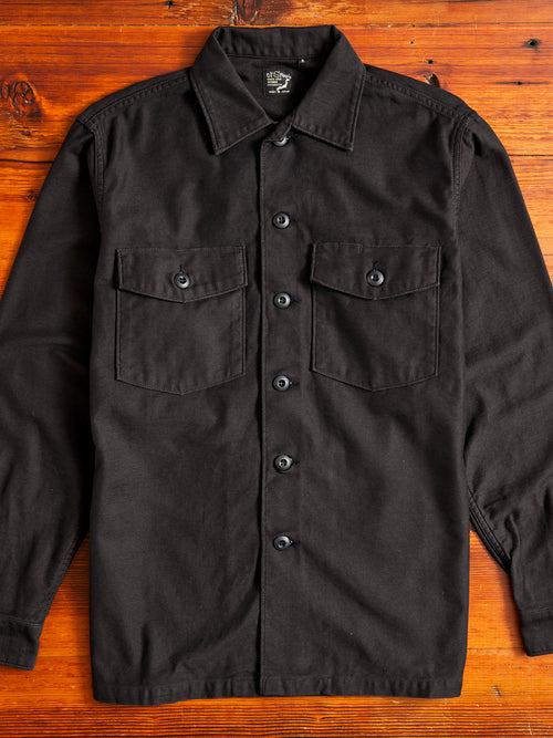 US Army Fatigue Shirt in Black Stone
