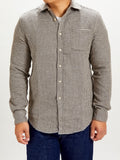 Abstract Pied Poule Button-Up Shirt in Charcoal