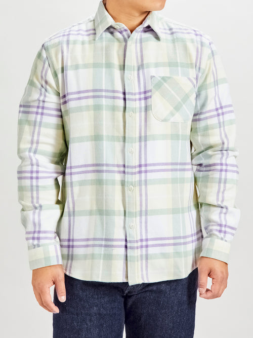 Lavanda Plaid Button-Up Shirt in Seamoss