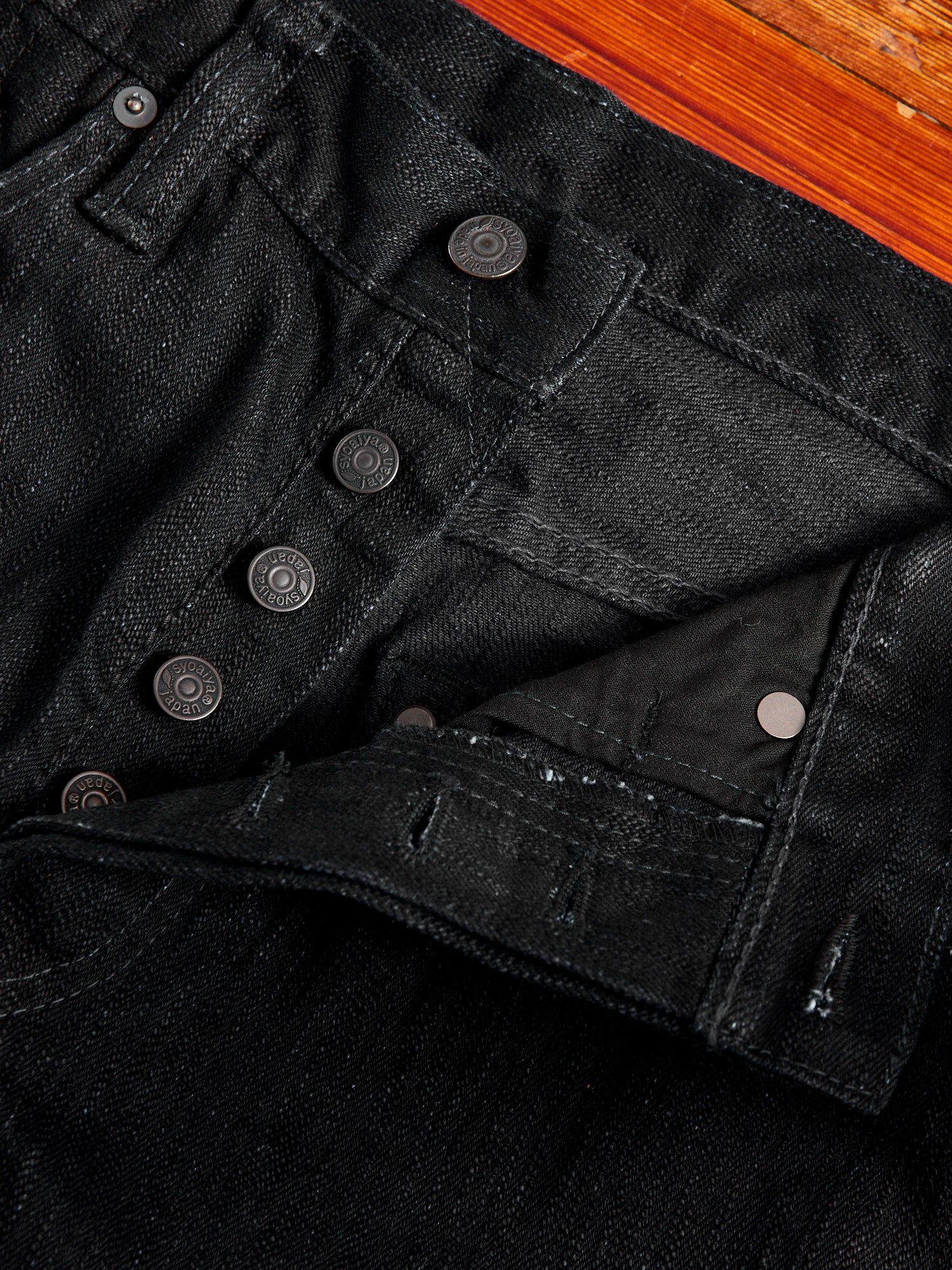 1167-WBK 13oz Rinsed Stretch Double Black Selvedge Denim - Relaxed