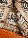 Linen-Silk Shawl Collar Cardigan in Brown Tan Multi