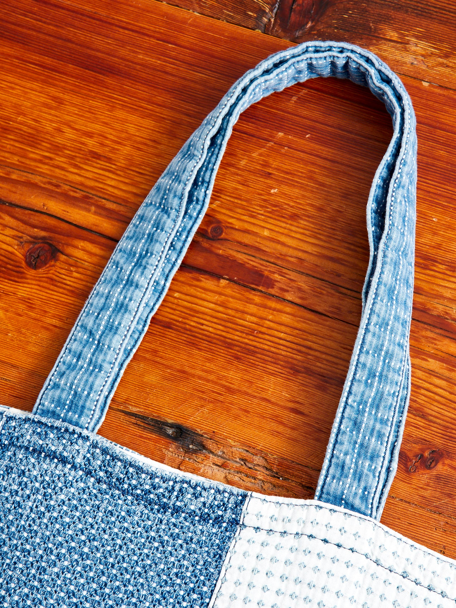 Large Boro Patchwork Tote Bag in 3-Year Wash – Blue Owl Workshop