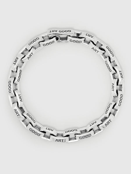 Louis Vuitton Black and Silver Button on Vintage Metal Chain Bracelet