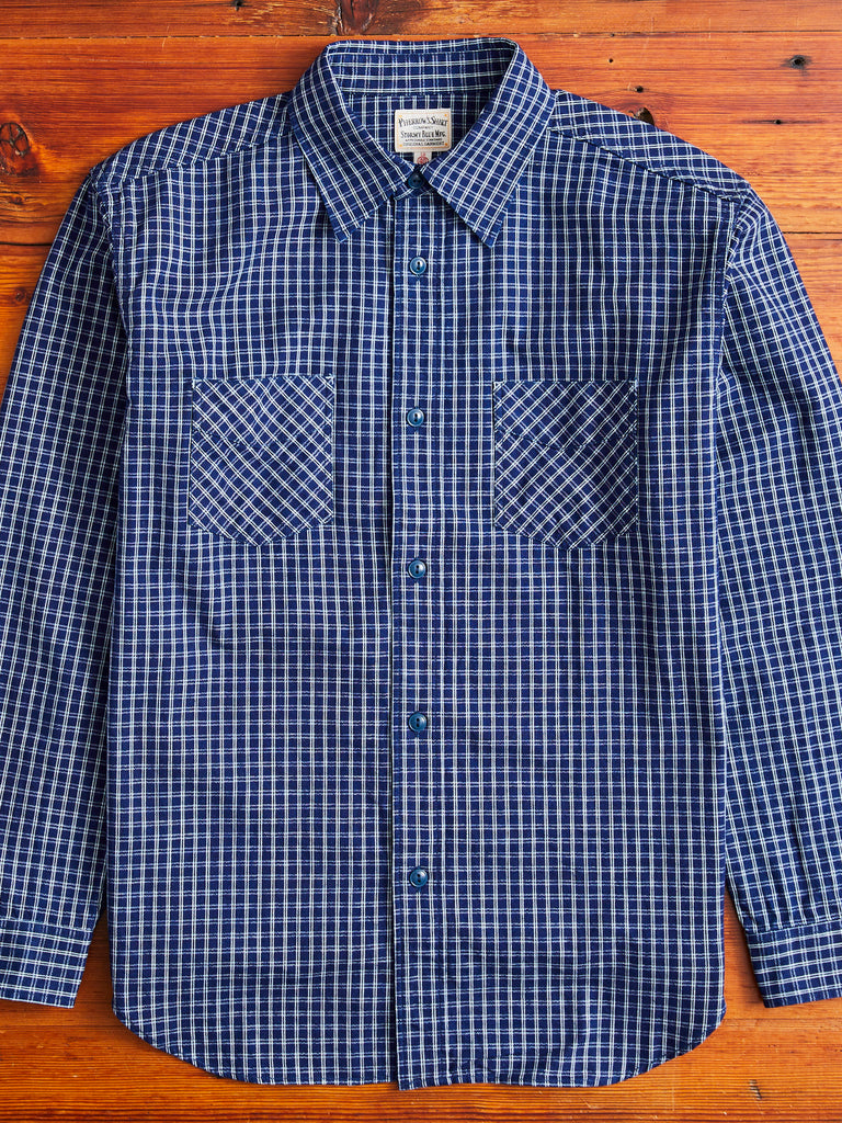 1940s Work Shirt in Indigo Check