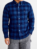 Indigo Check Flannel Shirt in Blue Ombre