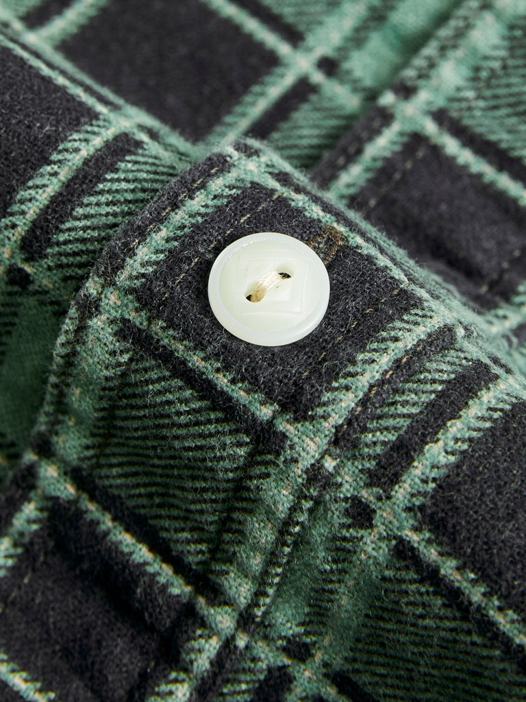 Preston Chamois Workshirt in Green Black Blue Owl