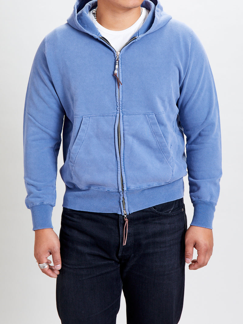 Special Finish Zip Hoodie in Blue