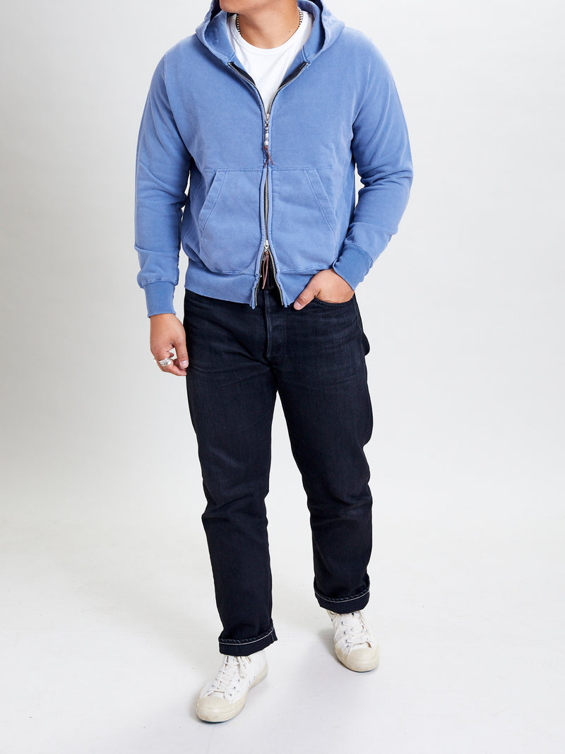 Special Finish Zip Hoodie in Blue