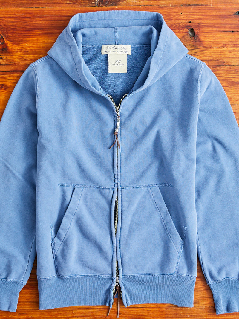 Special Finish Zip Hoodie in Blue