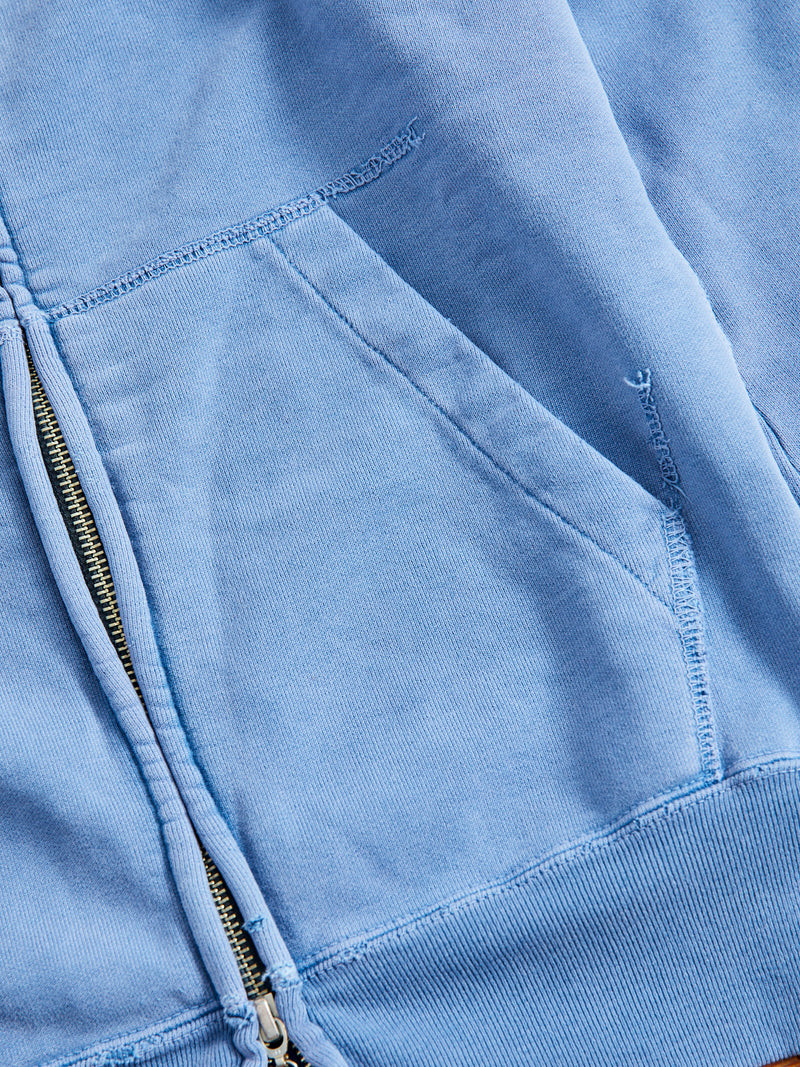 Special Finish Zip Hoodie in Blue