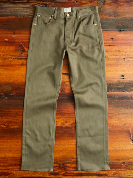 Bedford Cord Five Pocket Trousers in Faded Olive