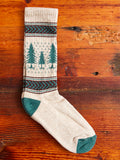 Recycled Cotton Camp Socks in Evergreen Pines