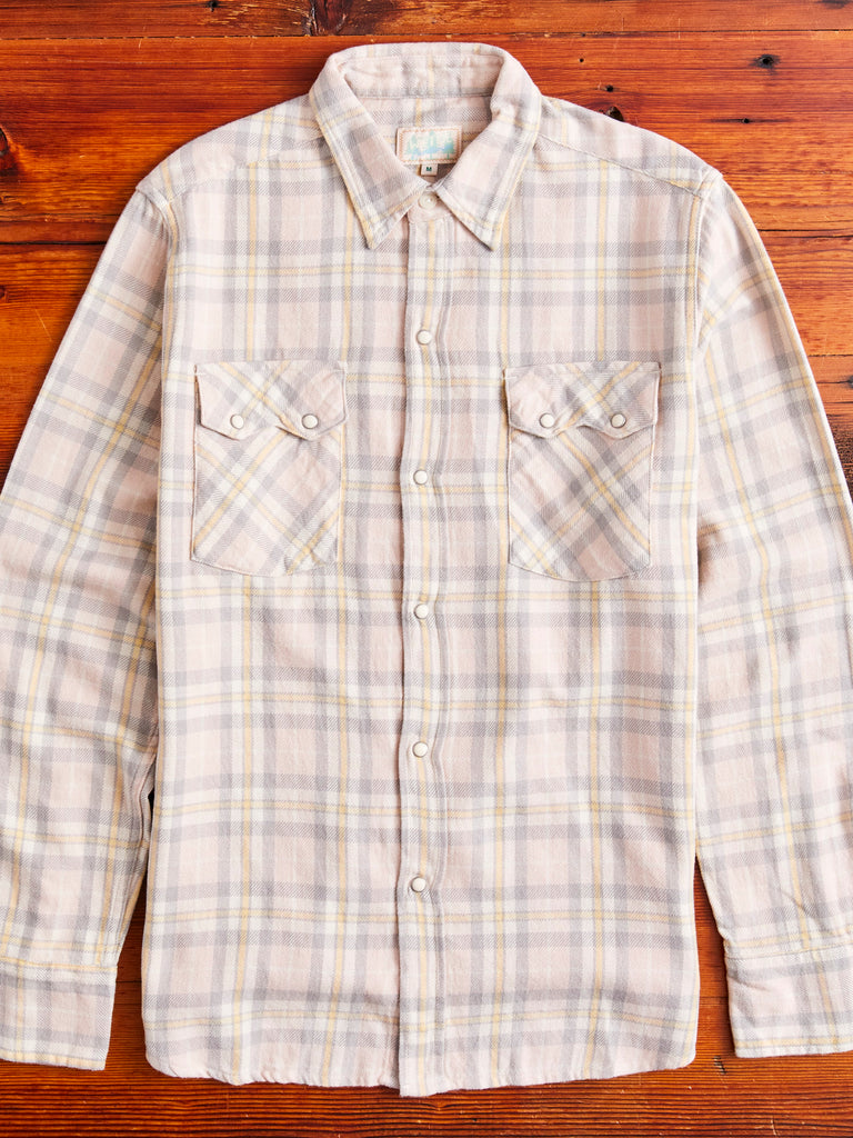 Wythe Washed Flannel Pearl Snap Shirt in Abiquiu Sunset Small