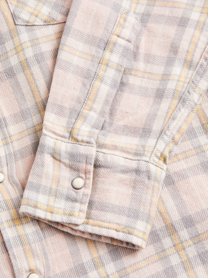 Washed Flannel Pearl Snap Shirt in Abiquiu Sunset