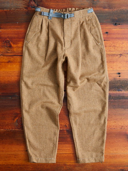 Recycled Wool Tweed Tapered Pants in Beige