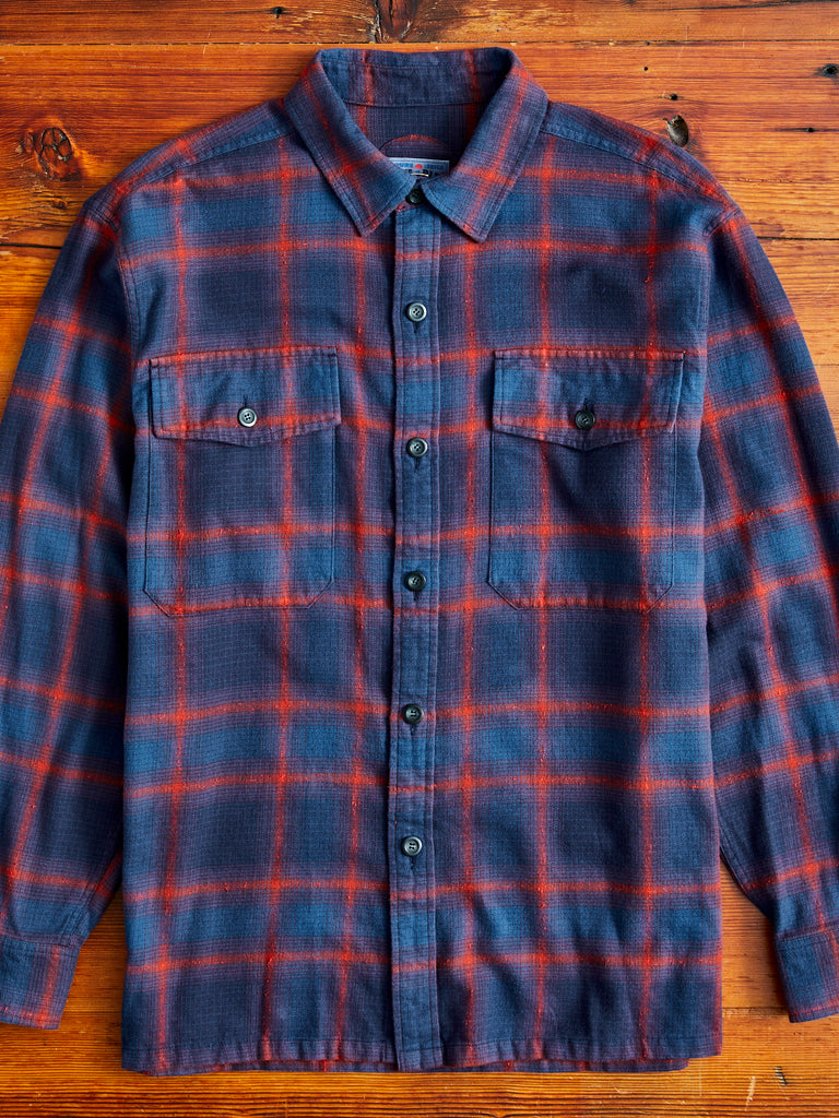Dim Light Ombre Check Workshirt in Navy