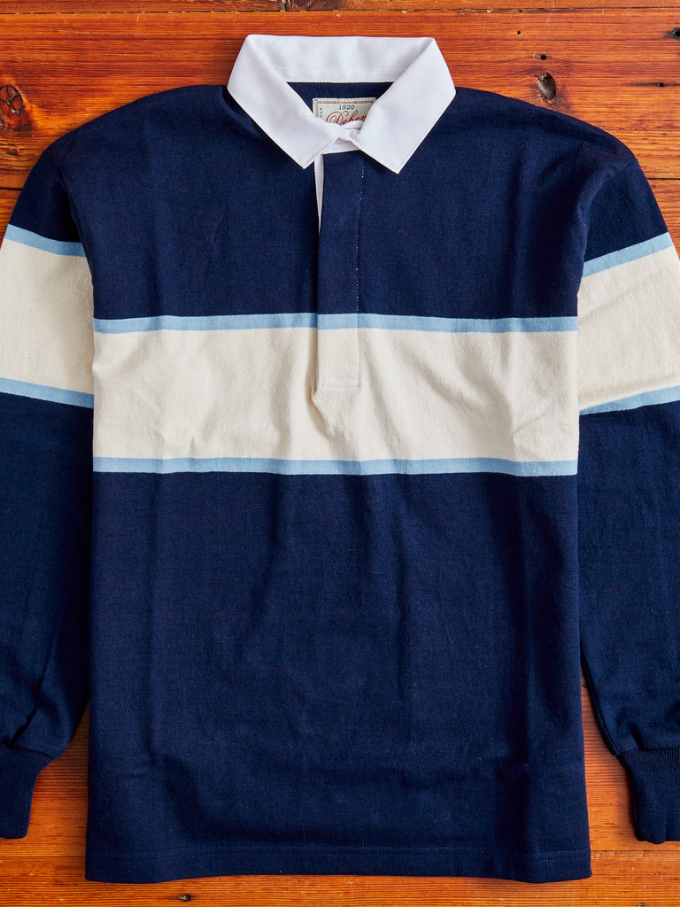 Border Stripe Rugby Shirt in Navy Natural