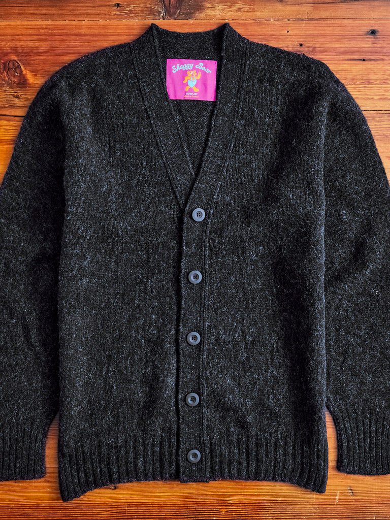 "Shaggy Bear" Wool Cardigan in Charcoal