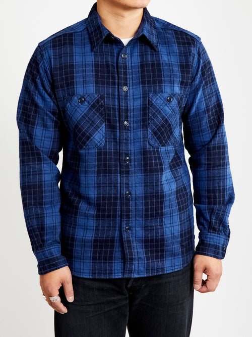 Original Twill Check Flannel Shirt in Indigo