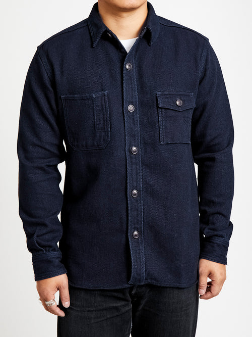 Heavy Dobby Sashiko Work Shirt in Indigo